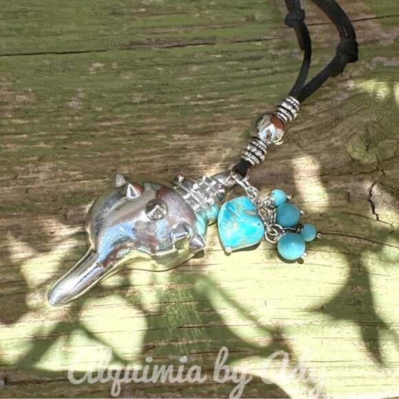 Sonoran Turquoise long nuggets statement necklace - Picture 7 of 9